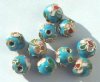 10 8mm Aqua Cloisonné Rounds